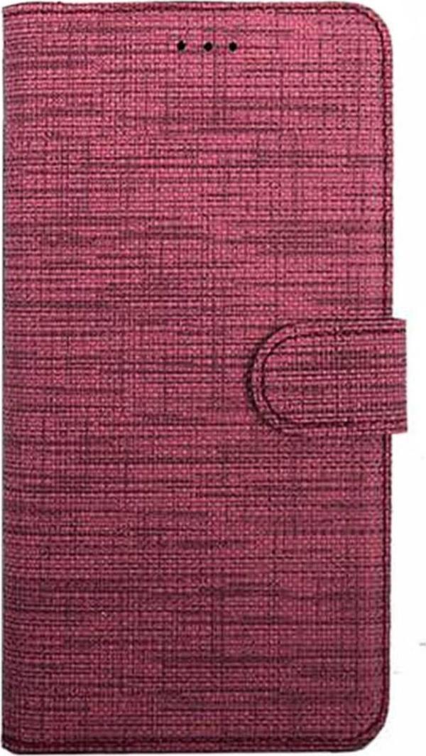 Coverzone General Mobile Gm 21 Pro Uyumlu Standlı Kartvizitli Ve Para Gözlü Kumaş Desen Pembe Koyu - Image 1