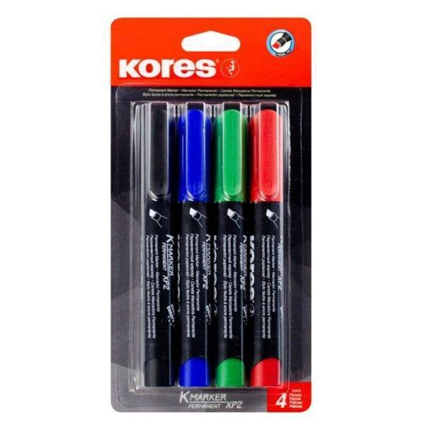 Kores Permanent Kesik Uçlu Kalem 4'lü Blister-20942 - Image 1