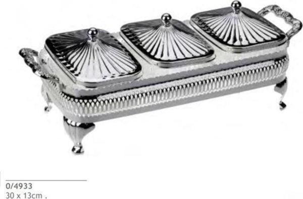 Roy King Queen Anne 3 Lü Dikdörtgen Kapaklı Kahvaltılık Gümüş 30*13 Cm - Image 1