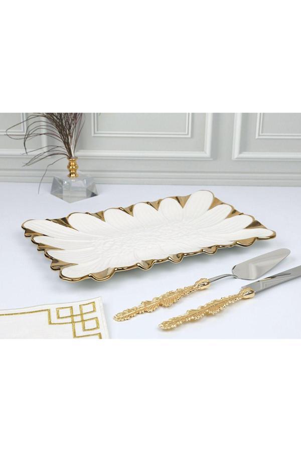 Roy King Flora Gold Dikd.Sunum Tabak 37*23 Cm - Image 1