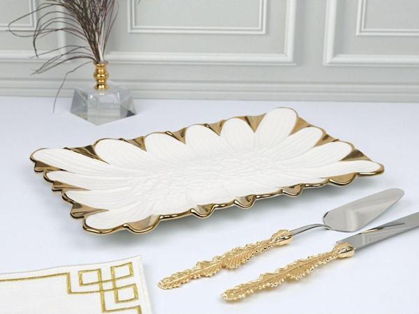 Roy King Flora Gold Dikd.Sunum Tabak 37*23 Cm - Image 1