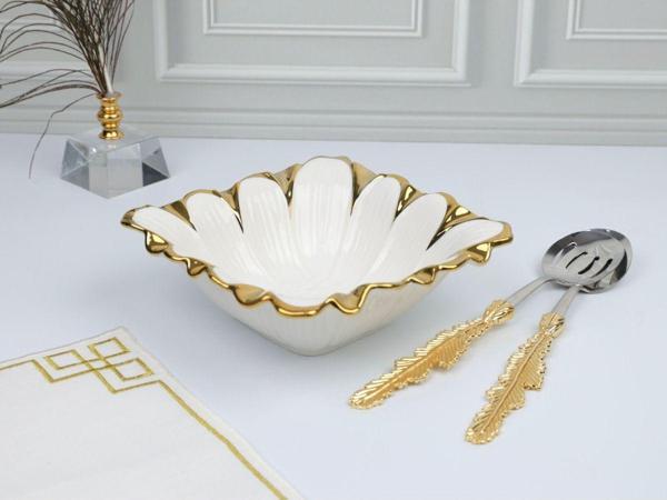 Roy King Flora Gold Kare Salata Kase 21*21*8 Cm - Image 1