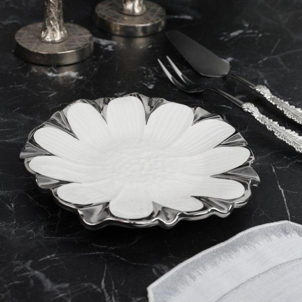 Roy King Flora Sılver Yuvarlak Sunum Tabak 22 Cm - Image 1