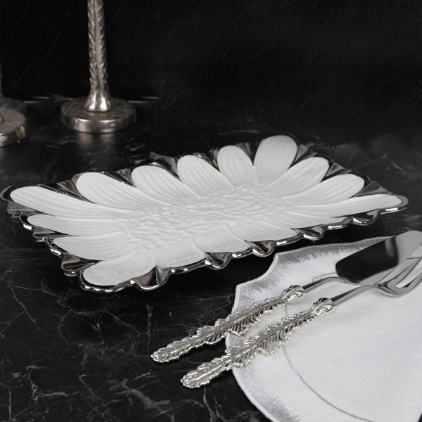 Roy King Flora Sılver Dikdörtgen Sunum Tabak 37*23 Cm - Image 1