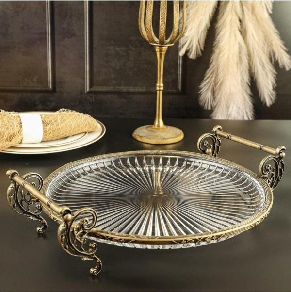 Roy King Yuvarlak 31 Cm Kulplu Sunum Antik - Image 1
