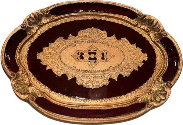 Roy King Ması Ms64 Oval Kahve Tepsi 30*22 Bordeaux - Image 1