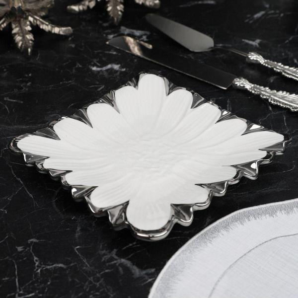 Roy King Flora Silver Kare Sunum Tabak 20*20 Cm - Image 1
