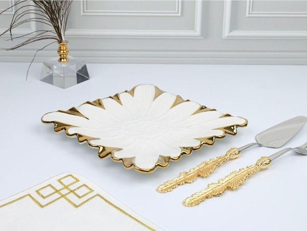 Roy King Flora Gold Kare Sunum Tabak 24*24 Cm - Image 1