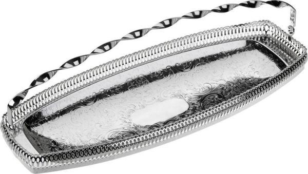 Roy King Queen Anne Qa 24 Üstten Kulplu Tepsi Gümüş 40*15 Cm - Image 1