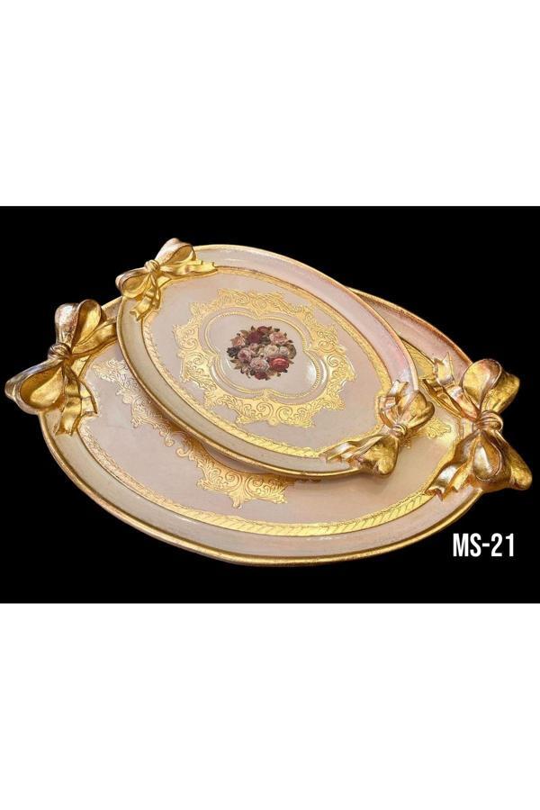 Roy King Ması Ms21 2'Li Oval Tepsi Ivory - Image 1