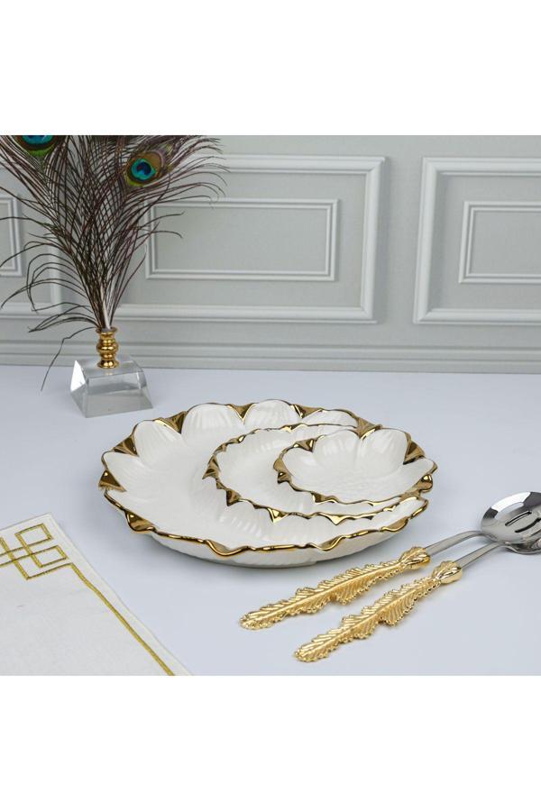 Roy King Flora Gold 3'Lü Yuvarlak Çerezlik 28 Cm - Image 1