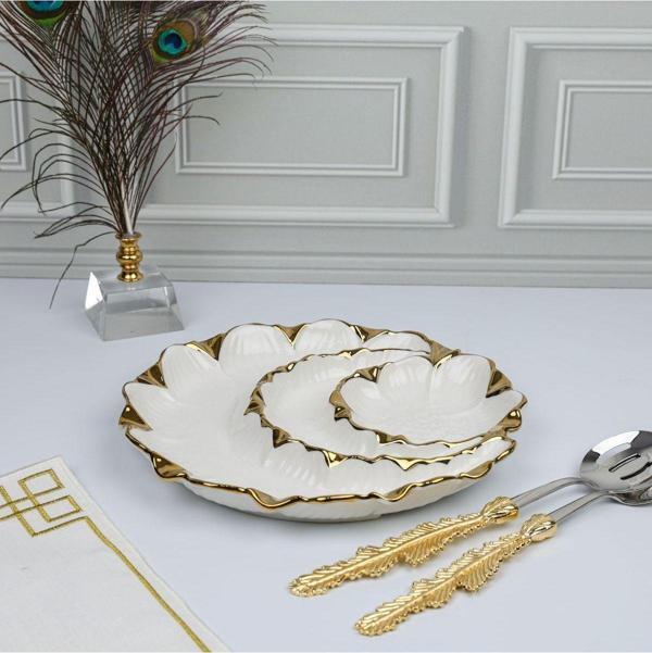 Roy King Flora Gold 3'Lü Yuvarlak Çerezlik 28 Cm - Image 1