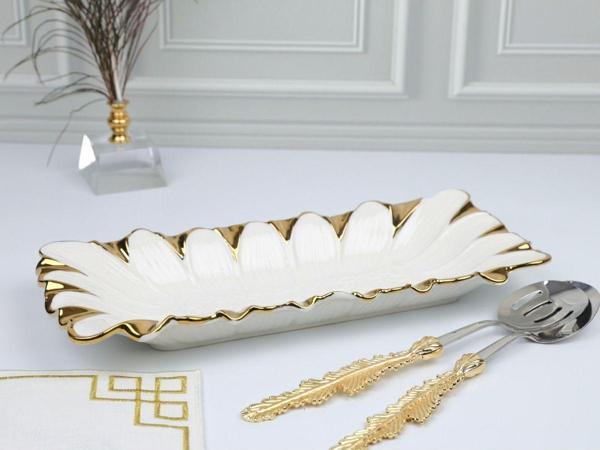 Roy King Flora Gold Dik.Derin Sunum Tabak 45*16*6 Cm - Image 1