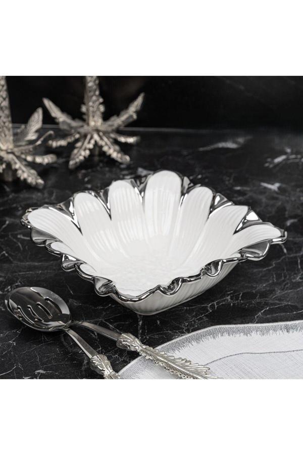 Roy King Flora Sılver Kare Salata Kase 25*25*9 Cm - Image 1