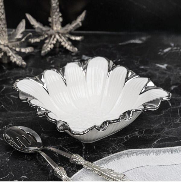 Roy King Flora Sılver Kare Salata Kase 25*25*9 Cm - Image 1
