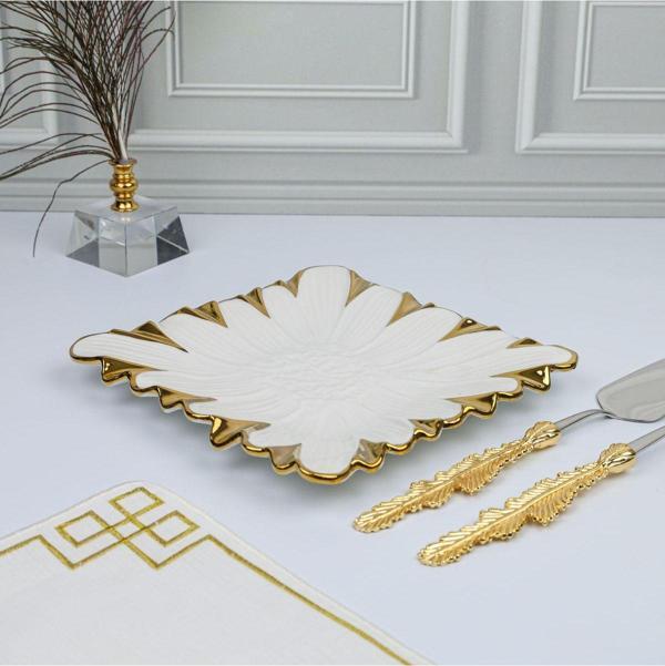 Roy King Flora Gold Kare Sunum Tabak 20*20 Cm - Image 1