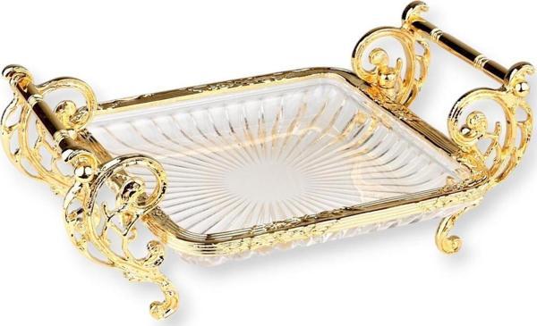 Roy King Kare 19X19 Cm Kulplu Sunum Tabak Gold - Image 1