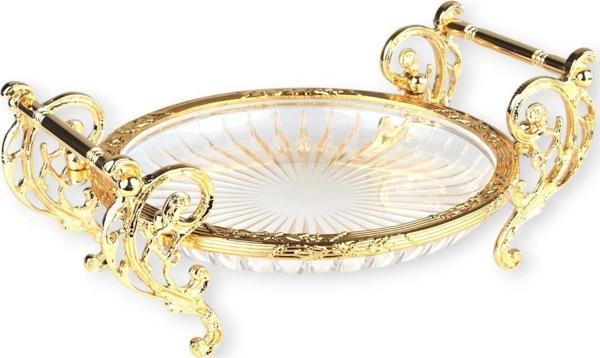 Roy King Yuvarlak 21 Cm Kulplu Sunum Tabak Gold - Image 1
