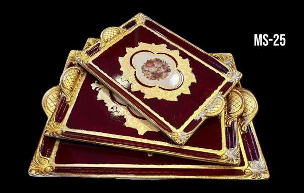 Roy King Ması Ms25 3'Lü Dikdörtgen Tepsi Bordeaux - Image 1