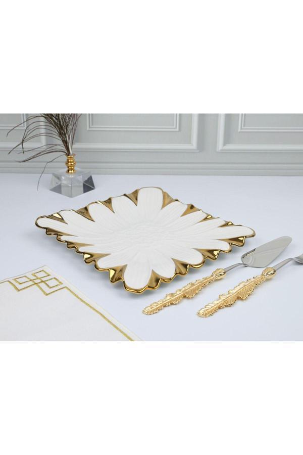 Roy King Flora Gold Kare Sunum Tabak 28*28 Cm - Image 1