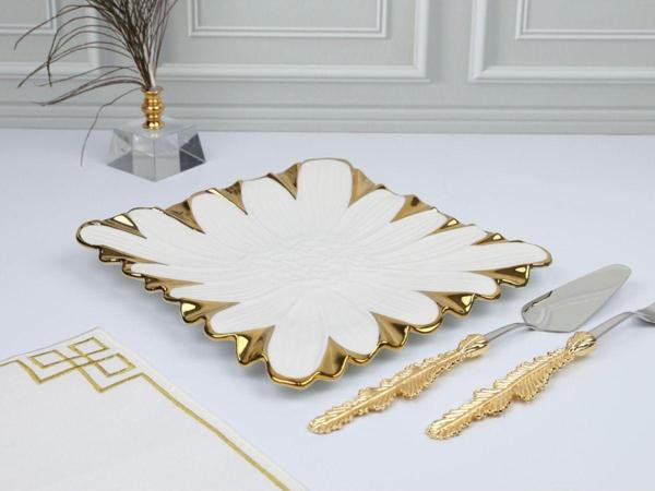 Roy King Flora Gold Kare Sunum Tabak 28*28 Cm - Image 1
