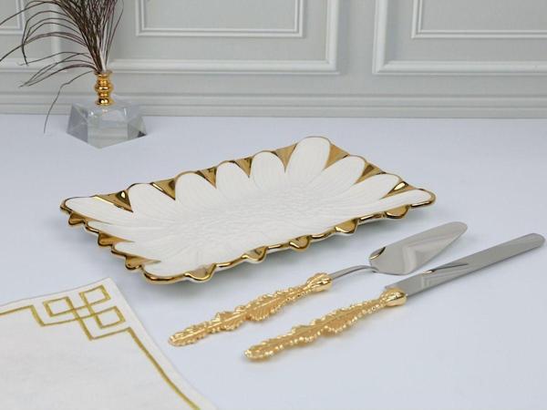 Roy King Flora Gold Dikd.Sunum Tabak 32*20 Cm - Image 1