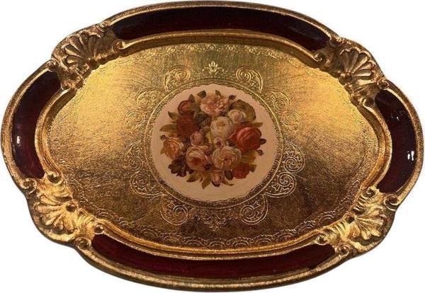 Roy King Ması Ms49 Oval Kahve Tepsi 30*22 Bordeaux - Image 1