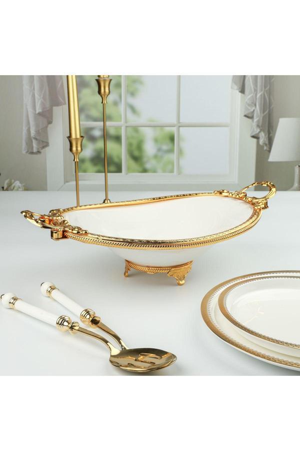 Roy King Elegance Oval Sunum Tabak Gold 40 Cm - Image 1