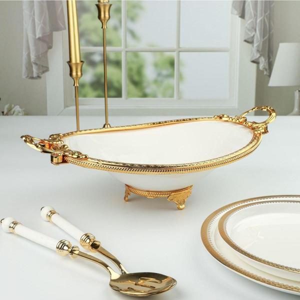 Roy King Elegance Oval Sunum Tabak Gold 40 Cm - Image 1