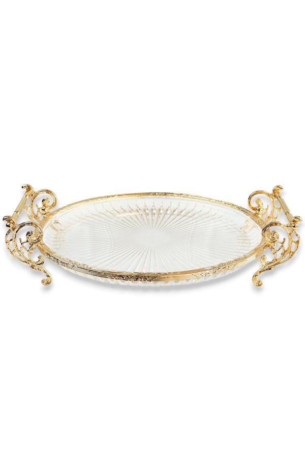 Roy King Yuvarlak 31 Cm Kulplu Sunum Tabak Gold - Image 1