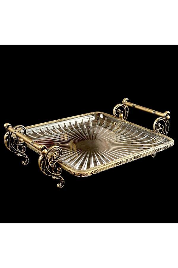 Roy King Kare 25X25 Cm Kulplu Sunum Tabak Antik - Image 1