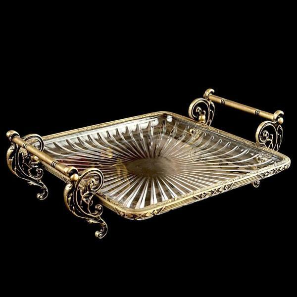 Roy King Kare 25X25 Cm Kulplu Sunum Tabak Antik - Image 1