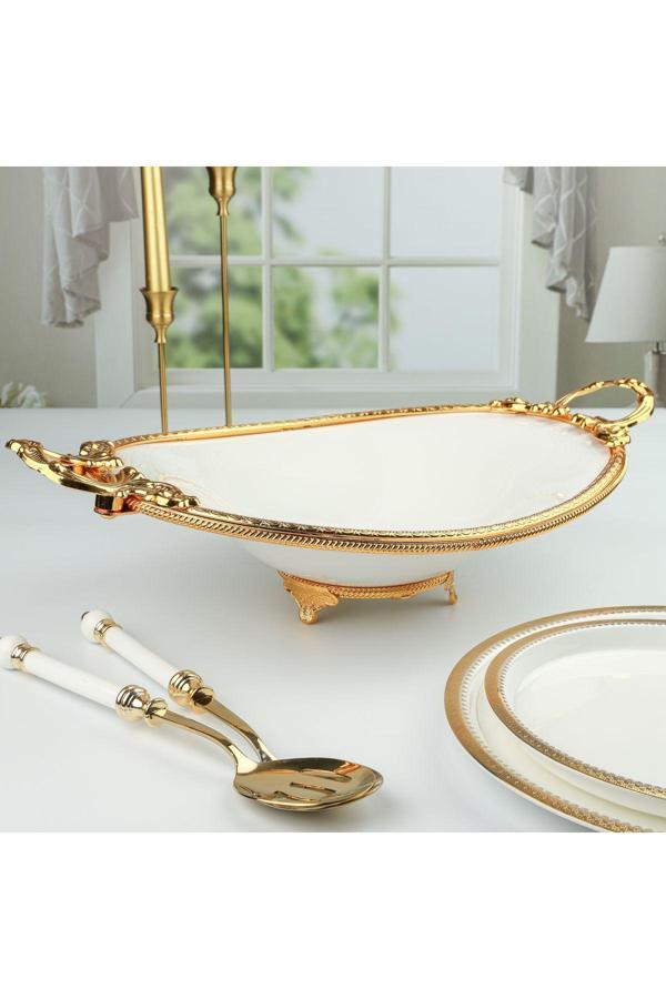 Roy King Elegance Oval Sunum Tabak Gold 44 Cm - Image 1