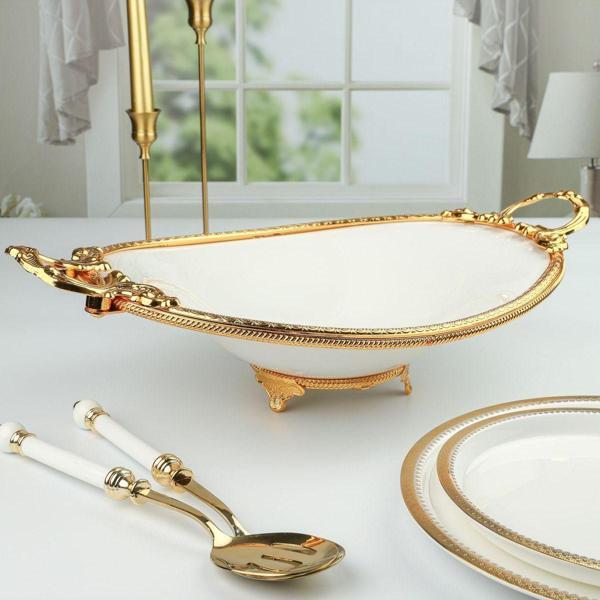 Roy King Elegance Oval Sunum Tabak Gold 44 Cm - Image 1
