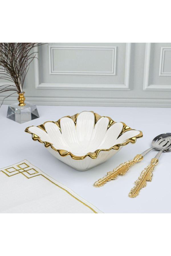 Roy King Flora Gold Kare Salata Kase 18*18*7 Cm - Image 1