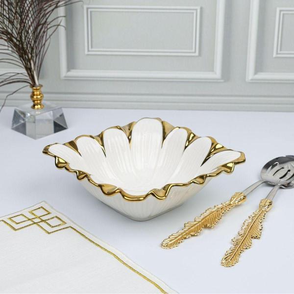 Roy King Flora Gold Kare Salata Kase 18*18*7 Cm - Image 1