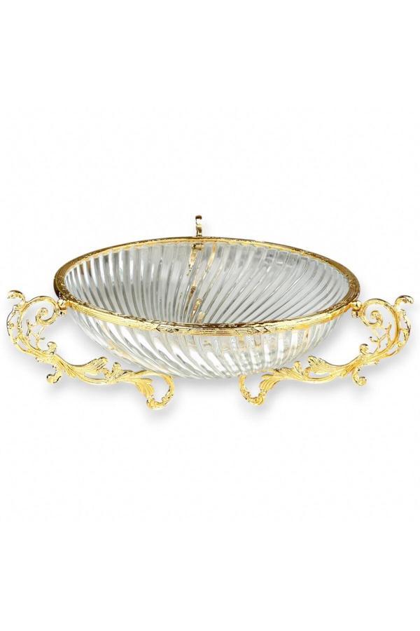 Roy King Yuvarlak 30 Cm Kulplu Sunum Tabak Gold - Image 1