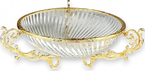 Roy King Yuvarlak 30 Cm Kulplu Sunum Tabak Gold - Image 1