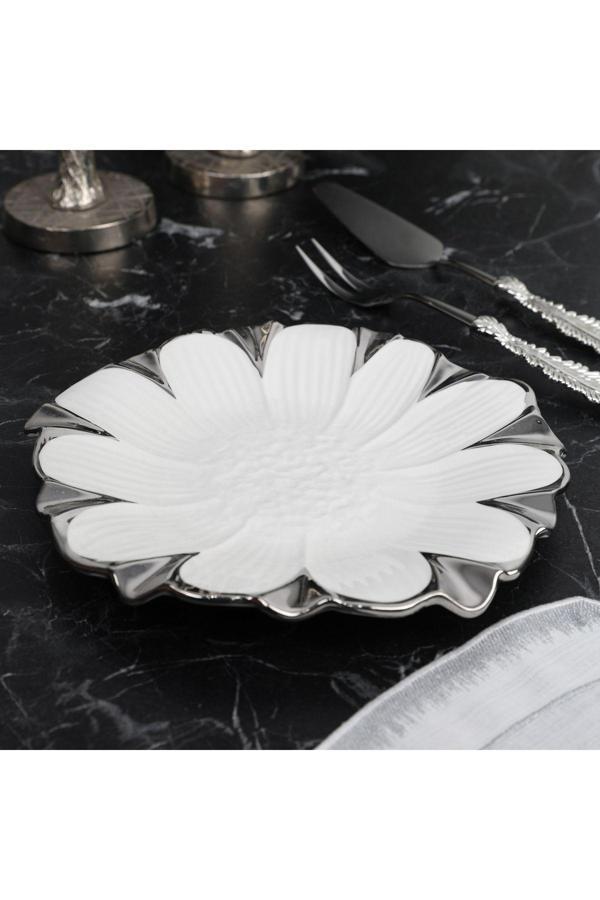 Roy King Flora Sılver Yuvarlak Sunum Tabak 25 Cm - Image 1