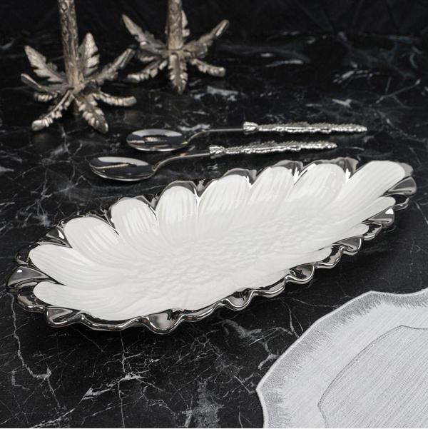 Roy King Flora Sılver Oval Sunum Tabak 49*22 Cm - Image 1