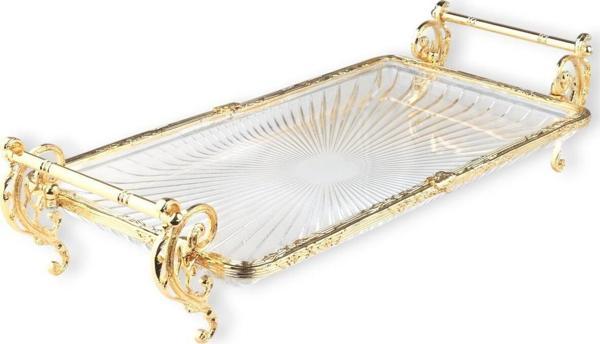 Roy King Dikdörtgen 32*15 Cm Kulplu Sunum Tabak Gold - Image 1