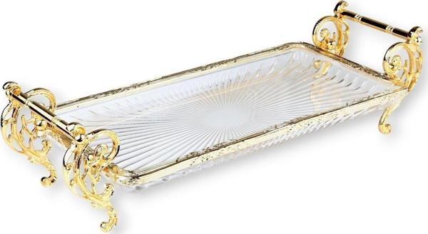 Roy King Dikdörtgen 37*20 Cm Kulplu Sunum Tabak Gold - Image 1