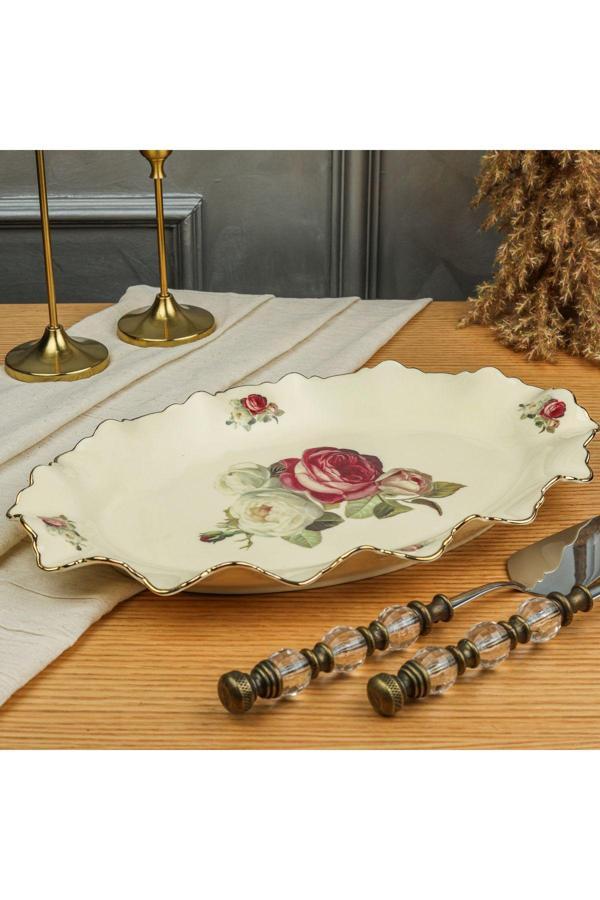 Roy King Rose Oval Sunum Tabak 33 Cm - Image 1