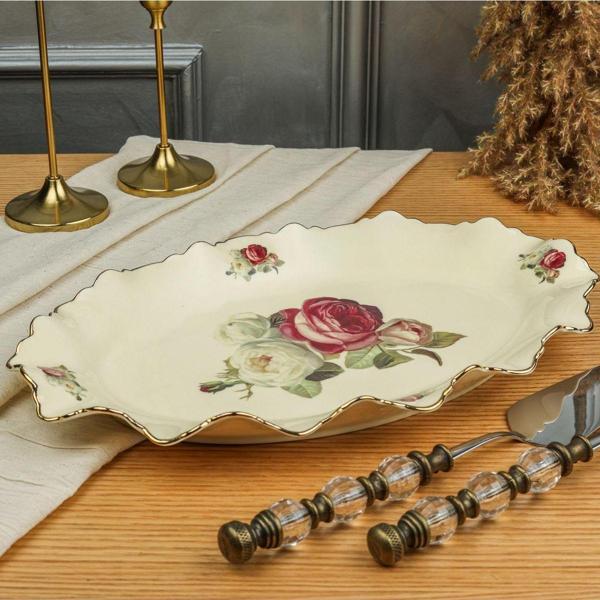Roy King Rose Oval Sunum Tabak 33 Cm - Image 1