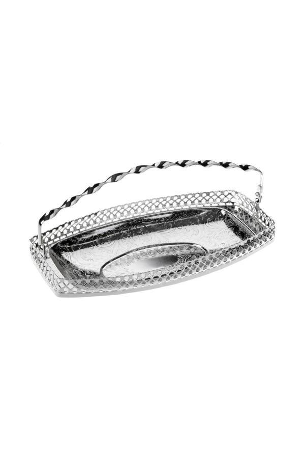 Roy King Queen Anne Qa 28 Üstten Kulplu Bonbon Tepsi Gümüş 24*13 Cm - Image 1