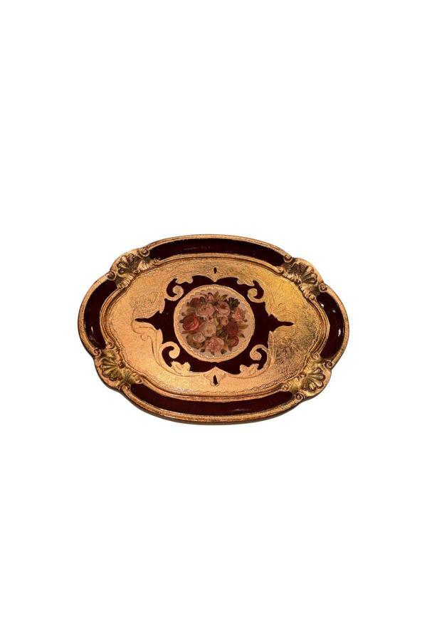 Roy King Ması Ms79 Oval Kahve Tepsi 30*22 Bordeaux - Image 1