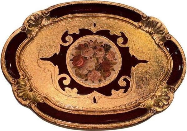 Roy King Ması Ms79 Oval Kahve Tepsi 30*22 Bordeaux - Image 1