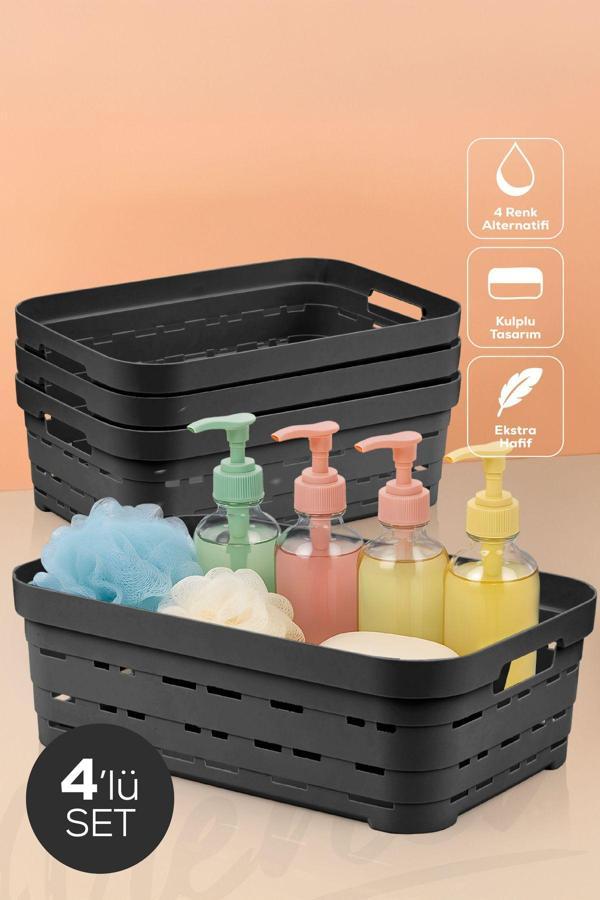 4'lü 8,2 Litre Delikli Saklama Kutusu Antrasit - Image 1