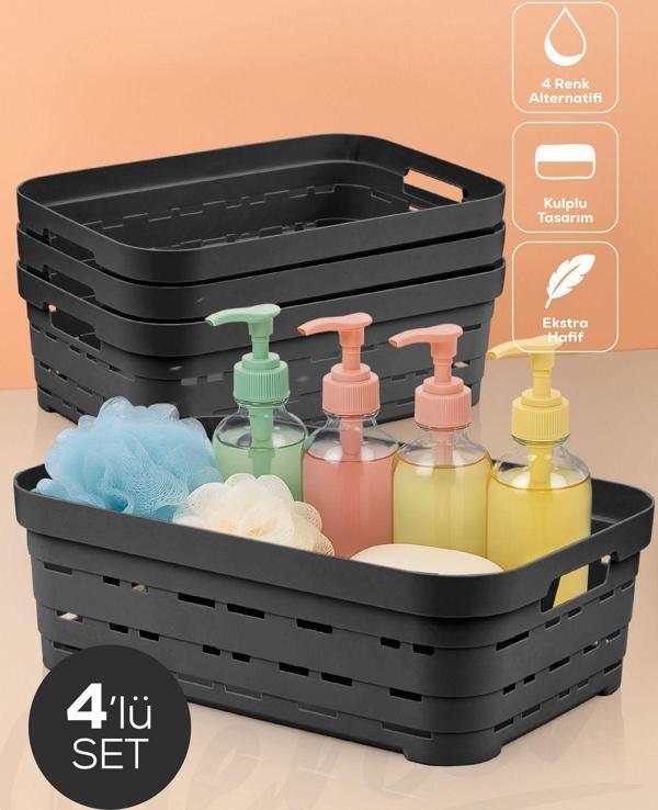 4'lü 8,2 Litre Delikli Saklama Kutusu Antrasit - Image 1