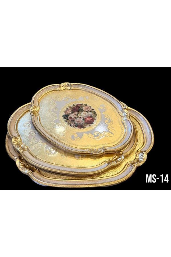 Roy King Ması Ms14 3'Lü Oval Tepsi Ivory - Image 1